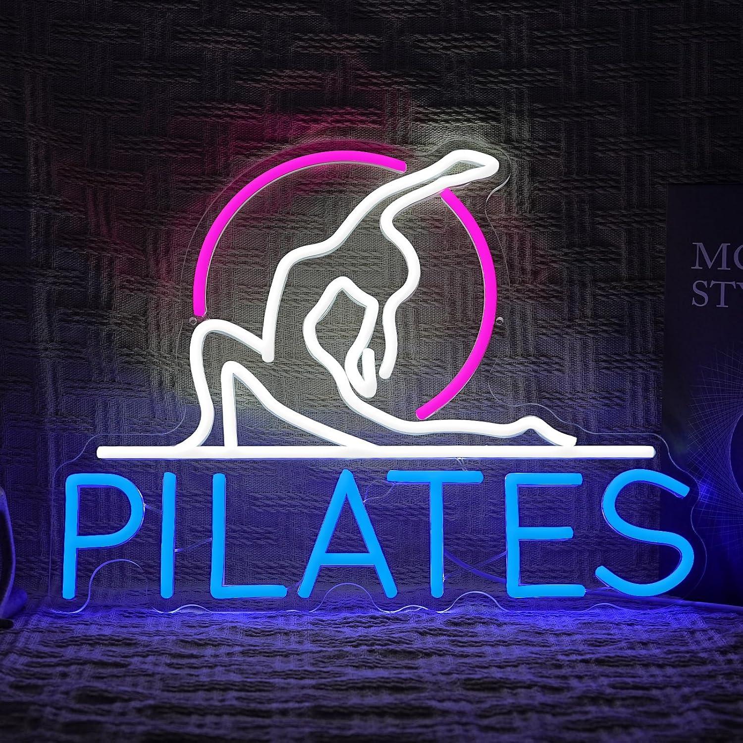 Pilates Yoga Room - Neonowy Znak Yoga Pilates, Ściemnialne Światła